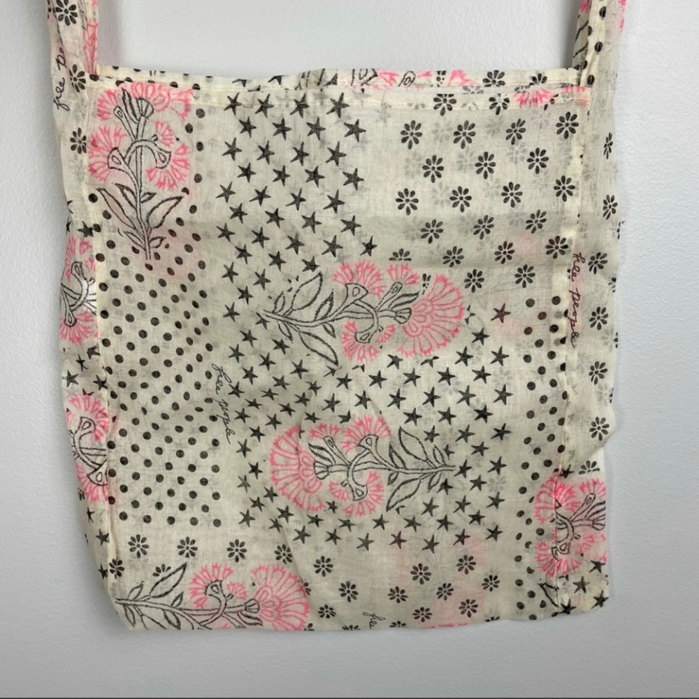 Free People Market Shopping Bag Reusable Soft Sheer Tote | Black Dots & Stars